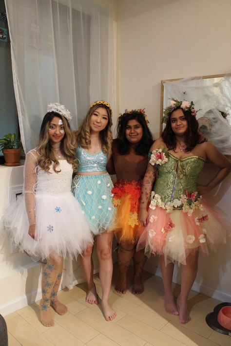 Four Person Halloween Costumes Funny, Group Costume Ideas 4 People, 4 Girl Costume Ideas, Group Day Costumes, The Four Seasons Halloween Costumes, Seasons Costume Ideas, Fairy Tutu Costume, 4 Season Halloween Costume, 4people Halloween Costumes