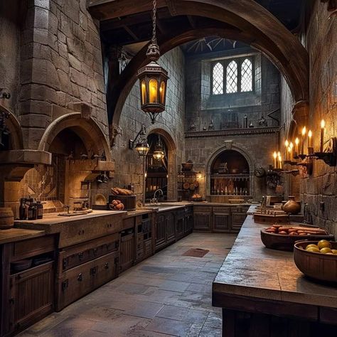 Fantasy Art Castle Interior, Irish Castles Interior, Castle Themed House, Medieval Castle Kitchen, Castle Rooms Aesthetic, Medieval Castle Aesthetic Interior, Medieval Kitchen Aesthetic, Medieval House Aesthetic, Old Castle Kitchen