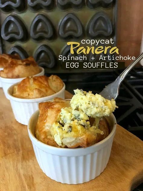 Puff Pastry Egg Souffle, Panera Quiche Recipe, Panera Artichoke Souffle Recipe, Spinach Artichoke Souffle Panera, Copycat Panera Spinach Artichoke Souffle, Panera Egg Souffle Recipe Puff Pastries, Spinach Artichoke Egg Casserole, Panera Souffle Recipe Copycat, Egg Souffle Recipes Muffin Tin