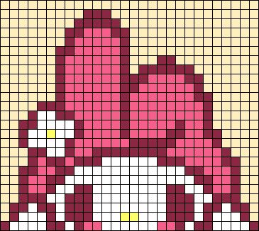 Alpha pattern #152103 | BraceletBook 32bit Pixel Art, My Melody Alpha Pattern, Girly Pixel Art, Cute Crochet Grids, Alpha Patterns Sanrio, Cute Grid Art, Sanrio Grid Pattern, Pixel Grid Design, Sanrio Alpha Pattern