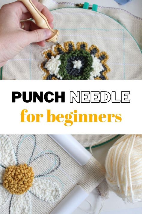 Tela, Needle Punching For Beginners, How To Make Punch Needle Patterns, Punch Needle Beginner Pattern, Punch Needle Starter Kit, How To Finish A Punch Needle Project, Needle Punch Embroidery Ideas, Punch Yarn Art, Punchneedle Ideas Tutorials