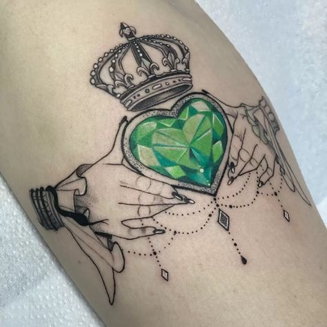 Claddagh Tattoos & Their Meanings (Illustrated) Claddagh Ring Tattoo, Irish Claddagh Tattoo, Claddagh Tattoo, Shamrock Tattoos, Celtic Cross Tattoos, Gem Tattoo, Jewel Tattoo, Irish Tattoos, Celtic Tattoo