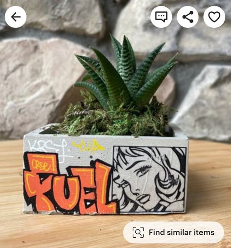 Graffiti Art Furniture, Graffiti Planter, Graffiti Room Ideas, Graffiti Furniture, Graffiti Style Art, Clay Art Projects, Room Makeover Inspiration, Diy Clay Crafts, Graffiti Lettering