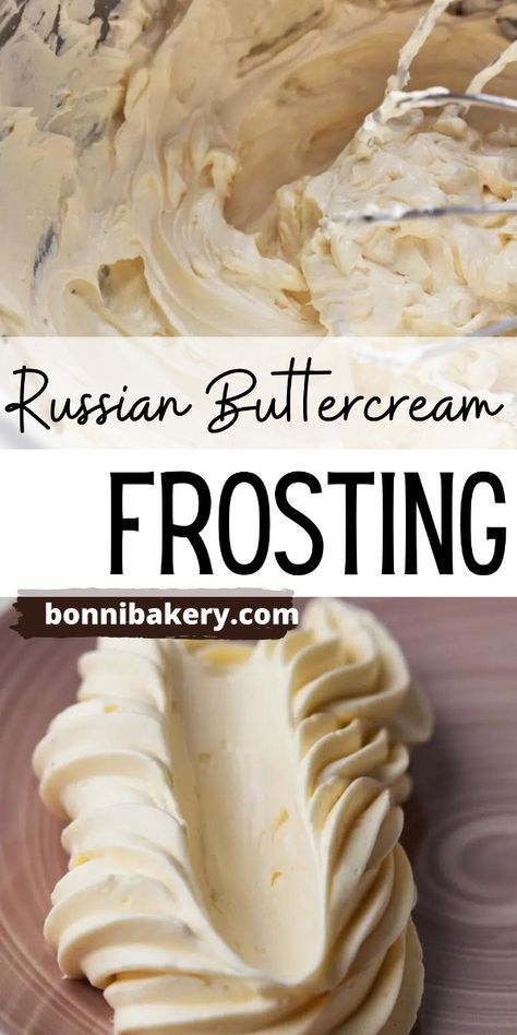 Easy Russian Buttercream Frosting Recipe. Russian buttercream gives the silky smooth texture of Swiss meringue buttercream but without all the faffing around. Its flavor is sweet but not overpowering or sickly sweet like American buttercream. Whipped Wedding Cake Frosting, Russian Buttercream Frosting Recipe, Royal Icing Buttercream Recipe, Honey Swiss Meringue Buttercream, European Buttercream Frosting, Royal Buttercream Icing Recipe, Silky Smooth Buttercream Frosting, Swiss Buttercream Recipe, Creamy Buttercream Frosting