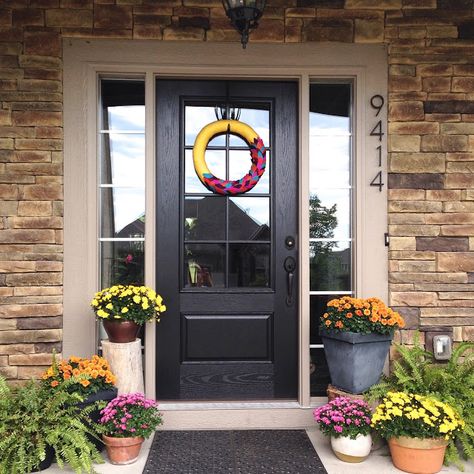 Life Love Larson chose Pella for her new custom glass panel front door. We love it! Front Door Glass Panel, Full Glass Front Door, Entry Door Colors, Front Door Inspiration, Front Door Decal, Traditional Front Doors, Exterior Doors With Glass, Farmhouse Front Door, Black Front Doors