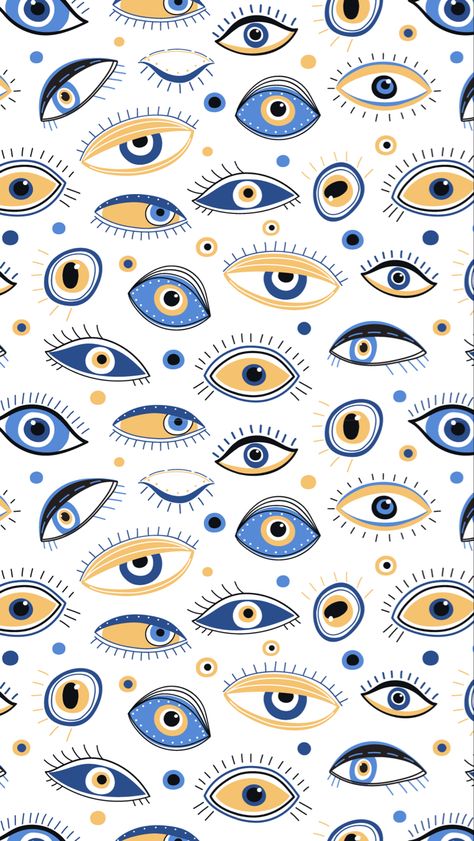 Pattern of Eyes. Seamless pattern design perfect for people who interested energy and spiritualism. Grab this design as a birthday gift for your girlfriend, boyfriend, sister or brother who loves amulet, energy, mystery. The design is also great for special days. Eyes Pattern Illustration, Nazar Amulet Wallpaper, Eye Pattern Design, Evil Eye Embroidery Pattern, Romancore Aesthetic, Glasses Wallpaper, Sister Wallpaper, Evil Eye Pattern, Eyes Pattern