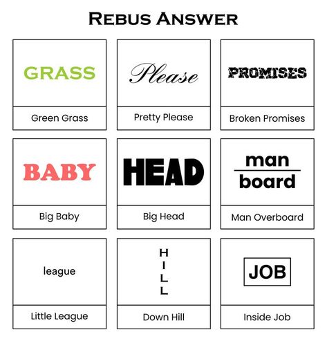 Printable Tricky Rebus Puzzles With Answers | Brain teasers, Word puzzles brain teasers, Rebus puzzles Rebus Puzzles With Answers, Word Puzzles Brain Teasers, Word Brain Teasers, Fun Puzzles Brain Teasers, Printable Brain Teasers, Puzzles With Answers, Brain Busters, Rebus Puzzles, Chat Games