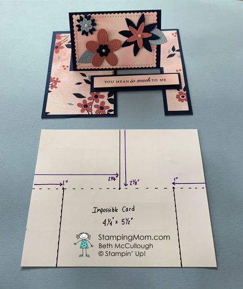 Impossible Card Tutorial, Impossible Cards, Impossible Card, Tarjetas Pop Up, Card Sketches Templates, Card Stamping, Fancy Fold Card Tutorials, Card Making Templates, Card Folds