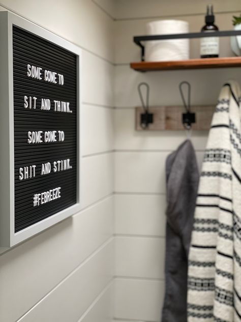 RV style letterboard Bathroom Letterboard, Bathroom Letterboard Quotes, Letterboard Ideas, Letter Board, Light Box, Funny Quotes, Interior Design, Quotes, Design