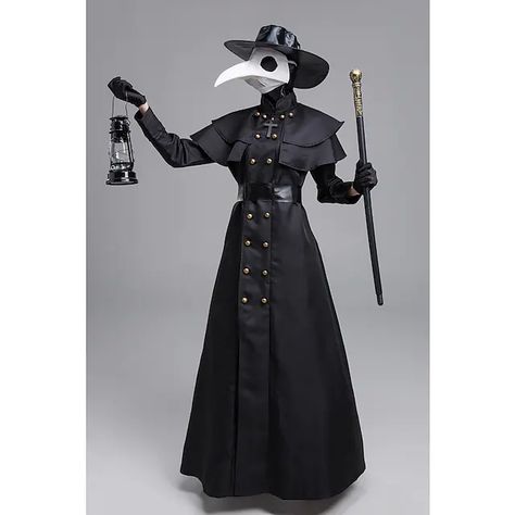 Plague Doctor Punk & Gothic Steampunk 17th Century Coat Trench Coat Outerwear Men's Rivet Costume Black Vintage Cosplay Halloween Masquerade Long Sleeve Sheath / Column / Gloves / Mask / Hat / Gloves 2021 - US $53.45 Crow Beak, Black Plague Doctor, Doctor Bird, Beak Mask, Plague Doctor Costume, Black Plague, Plague Doctor Mask, Doctor Costume, Doctor Outfit