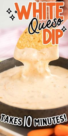 Homemade White Queso Dip, Homemade White Queso, Mexico Recipes, Bunco Ideas, White Cheese Dip, Football Night, Chip Dip Recipes, White Queso Dip, White Queso