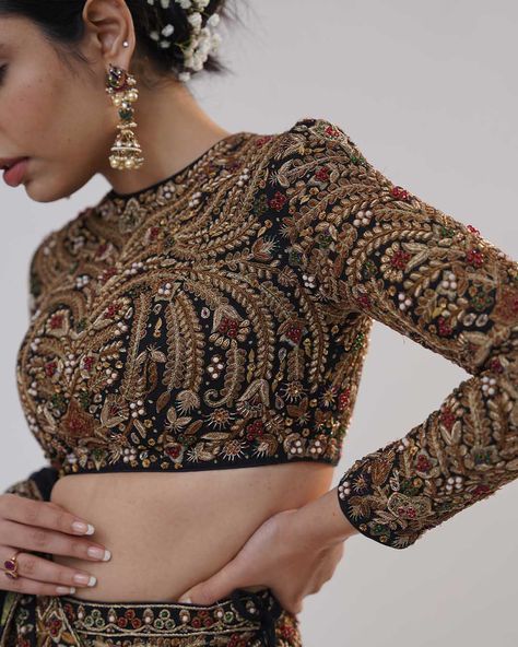 Lost in a world of forbidden luxury. This Noor-e-Mahal Lehenga Set is a masterpiece of intricate gold dabka, Zardozi and Kasab Dori embroidery, designed to tantalize and captivate. Every thread, every bead, is a secret invitation to embrace your inner siren. @_richaahluwalia introduces silhouettes drenched in the sparkles of precious embellishments for the new-age brides. Visit us at B-25, Defence Colony, New Delhi. To schedule an appointment or arrange a video call, please dial +91 8800880... Intricate Embroidery Designs, Secret Invitation, Inner Siren, Thread Work Lehenga, Casual Bridal Dress, Embroidery Lehenga, Dori Embroidery, Velvet Lehenga, Zardozi Embroidery