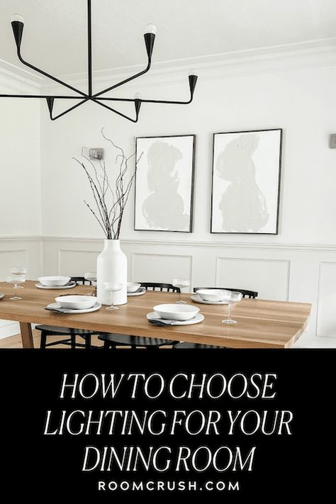 Knowing how to choose lighting for your dining room can make the difference between a great space, and a perfect space.. Picking the right lighting can be difficult. If you find yourself overwhelmed with the number of options, read this! In this article we're breaking down everything there is to know about how to choose lighting for your dining room. How To Choose Dining Room Lighting, Dining Room Trends, Dinning Room Lighting, Dining Light Fixtures, Transitional Dining Room, Dining Table Lighting, Dining Table Lamps, Dining Room Style, Dining Room Wall Art