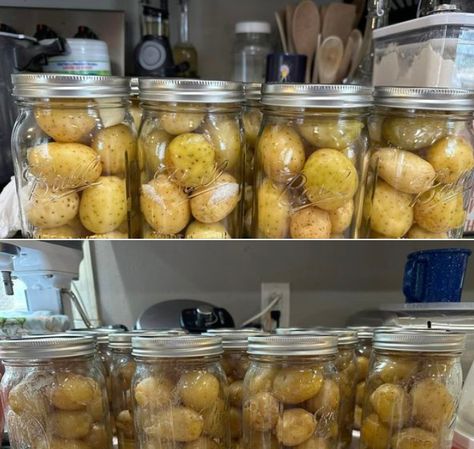 Dry Pack Canning Potatoes, Dry Canning Potatoes Pressure Cooker, Pressure Canning Potatoes, Dry Canning Potatoes, Canning Butter, Spicy Pickled Onions, Canning Preserves, Canning Veggies, Dry Canning