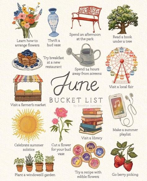 June Bucket List, May Bucket List, Monthly Bucket List, September Bucket List, Tree Buds, Windowsill Garden, Summer Playlist, Summer Fun List, Vie Motivation