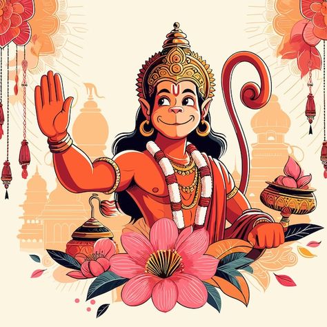 Jay shri ramhappy hanuman jayanti celebr... | Premium Vector #Freepik #vector #festival #illustration #lord #indian Ram Hanuman Painting, Hanuman Ji Illustration, Cute Hanuman Drawing, Hanuman Rangoli, Hanuman Illustration, Hanuman Vector, Lord Hanuman Drawing, Hanuman Drawing, Hanuman Art