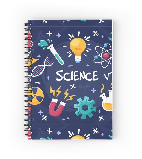 Spiral notebooks with high-quality edge-to-edge print on front. 120 pages in your choice of ruled or graph lines. This science colorful background makes a Perfect Gift for your friends and family who love art and colors! All your friends and family especially kids will love this design. Diy Notebook Cover For School, Science Notebook Cover, Boarders Designs For Projects, Presentation Ideas For School, Book Cover Page Design, Diy Notebook Cover, File Decoration Ideas, Scrapbook Design Layout, School Book Covers