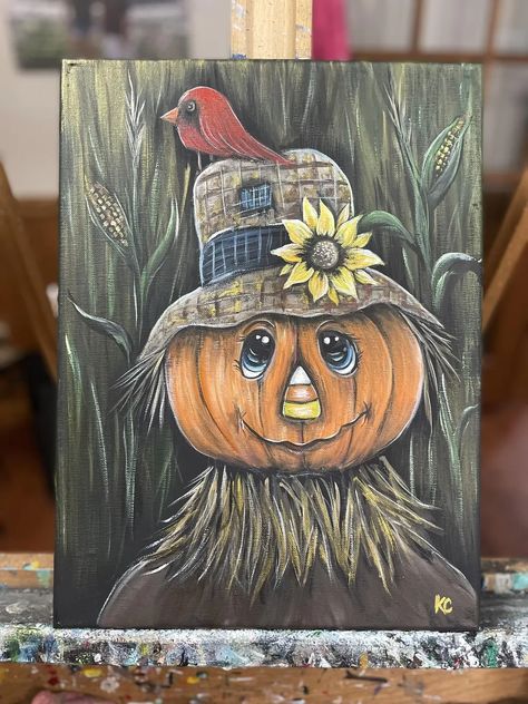 Scarecrow Pumpkin Step by Step Painting Kit | Casey K Creations Scarecrow Pumpkin Painting, Scarecrow Painting, Scarecrow Pumpkin, Pumpkin Ideas, Autumn Painting, Step By Step Painting, Painted Pumpkins, Diy Halloween Decorations, Scarecrow