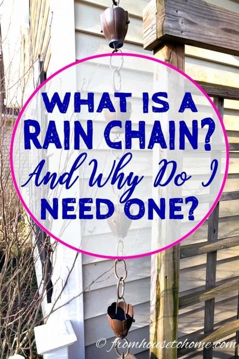 Pictures Of Rain, Rain Chain Ideas, Rain Chain Installation, Rain Chain Diy, Rain Chain Garden, Copper Rain Chains, Spring Clean Up, Chain Ideas, Rain Chains