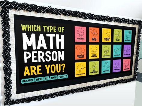 Math Bulletin Board and Door Ideas — Rise over Run Math Themed Bulletin Boards, School Classroom Decoration, Math Bulletin Boards, Middle School Classroom Decor, High School Math Classroom, Math Wall, Math Posters, Math Classroom Decorations, Math Coach