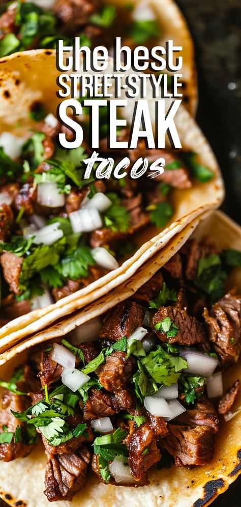 Street Tacos Recipe Carne Asada, Taco Asada Recipes, Mexican Style Steak, Mexican Style Dinner Recipes, Carne Asada On The Grill, Taco Recipes Steak, Yummy Taco Recipes, Smoked Steak Tacos, Beef Steak Tacos Recipes