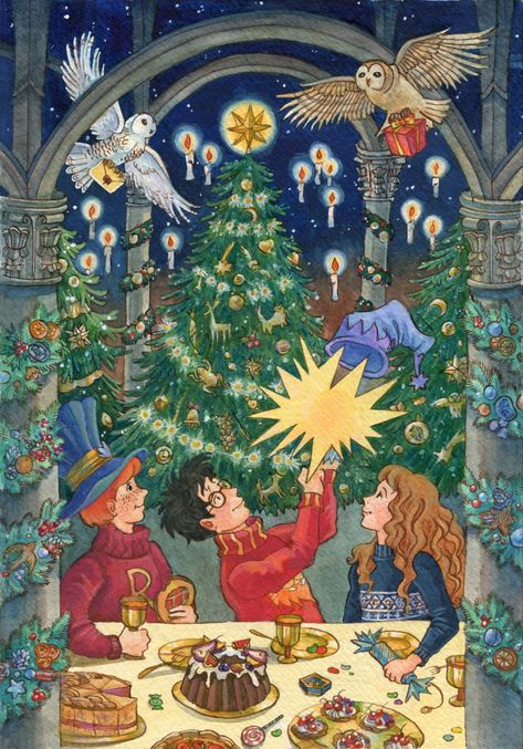 Harry Potter, Illustrator, Angel, Christmas Tree, Illustrations, Christmas