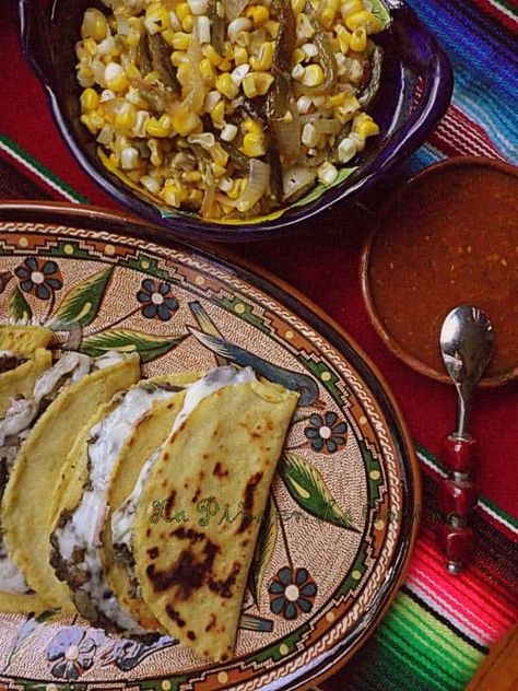 Quesadillas de Huitlacoche~Corn Truffle Quesadilllas Pickled Corn, Corn Relish, Homemade Corn Tortillas, Meatless Recipes, Quesadilla Recipes, Dinner Options, Fresh Corn, Mexican Food Recipes Authentic, Meatless Meals