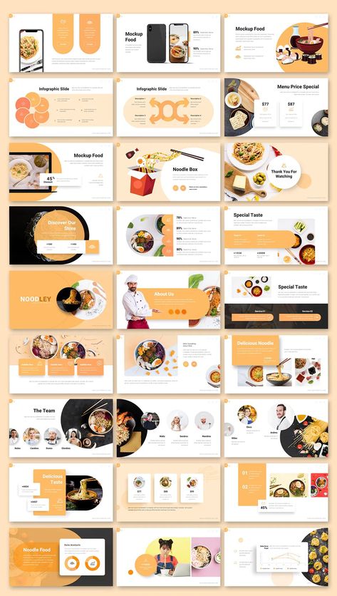 Food Keynote Template - 30 Total Slides Mẫu Power Point, Module Design, Visuell Identitet, Keynote Design, Creative Powerpoint Presentations, Presentation Slides Design, 포트폴리오 레이아웃, Powerpoint Slide Designs, Presentation Design Layout