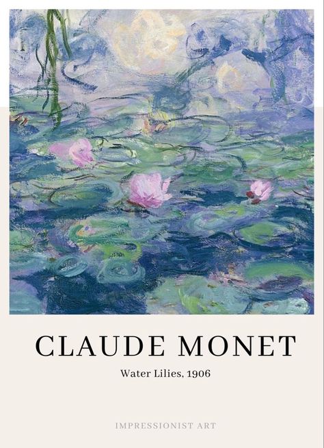 Claude Monet Water Lilies, Claude Monet Art, Arte Peculiar, Seni Vintage, Monet Water Lilies, Monet Art, Arte Van Gogh, Art Exhibition Posters, Monet Paintings