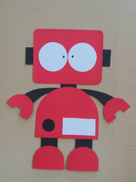 Game Theme Crafts, Robot Craft Preschool, Paper Robot Craft, Paper Robot, Robot Craft, Prek Crafts, Robot Birthday Party, Robot Theme, Red Robot