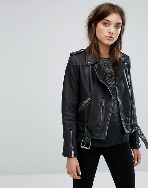 ALLSAINTS ALL SAINTS VINTAGE LEATHER BALFERN BIKER JACKET - BLACK. #allsaints #cloth # Motorcycle Jacket Outfit, All Saints Leather Jacket, Black Leather Biker Jacket, Leather Jacket Outfits, Jacket Outfit, Biker Leather, Leather Motorcycle Jacket, Leather Biker Jacket, Mode Online