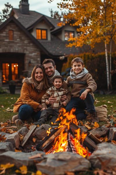 17 Dreamy Fall Photo Ideas That'll Set Your 'Gram on Fire Family Fun Pictures, Family Bonfire Pictures, Bonfire Family Photoshoot, Campfire Family Photos, Campfire Photoshoot Family, Campfire Family Photoshoot, Outdoor Christmas Photoshoot Ideas Family, Fire Pit Photoshoot, Bonfire Photos