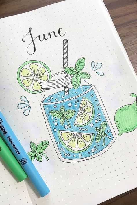 The best bullet journal monthly cover spreads and ideas for June! #bujo #bujocover #monthlycover #bulletjournal Monthly Cover Ideas, Bullet Journal Month, Bullet Journal 2020, Bullet Journal Banner, Bullet Journal Cover Page, Bullet Journal Cover Ideas, Bullet Journal Paper, Bullet Journal Mood, Bullet Journal Aesthetic