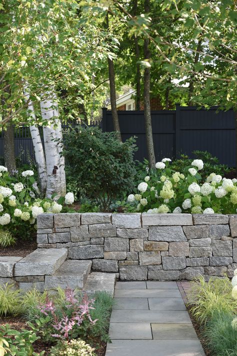 Stone Walls Garden, Stone Retaining Wall, Landscaping Retaining Walls, Landscape Construction, Walled Garden, Wall Garden, Garden Landscape Design, Fence Design, Back Garden