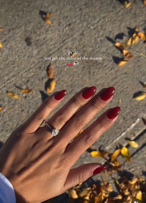 Red Nails Caption, Red Nails Fall, Cherry Mocha Nails, Autumn Nail Ideas, Cherry Red Nails, Nails Fall Nails, Cherry Apple, Autumn Nail, Glazed Donut