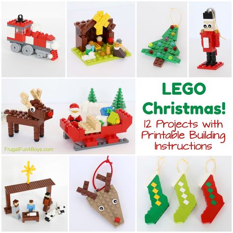 Christmas Projects to Build with LEGO® Bricks – Printable Building Guide – Frugal Fun For Boys and Girls Lego Christmas Ornaments, Lego Ornaments, Christmas Lego, Lego Christmas Village, Lego Christmas Tree, Lego Advent, Lego Challenge, Printable Christmas Coloring Pages, Lego Christmas