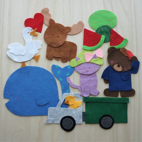 Down by the Bay Felt Story // Felt Stories // Flannel Board | Etsy Felt Farm Animals, Felt Board Templates, Story Circle, Felt Board Patterns, Felt Story, Flannel Board Stories, Flannel Boards, Felt Board Stories, Felt Animal Patterns