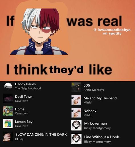 Anime Songs Playlist, Todoroki Kinnie, Songs For Playlists, Comfort Playlist, Comfort Songs, Anime Playlist, Character Playlist, Therapy Playlist, Upbeat Songs