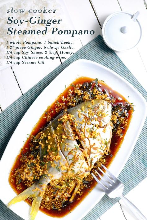 Pampano Recipe Fish, Steamed Pompano, Pampano Recipe, Pompano Fish Recipe, Slow Cooker Fish Recipes, Pompano Recipe, Pompano Fish, Pilipino Recipe, Steamed Recipes