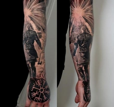 Back Of Forearm Tattoo, Valhalla Tattoo, Viking Warrior Tattoos, Scandinavian Tattoo, Viking Tattoo Symbol, Viking Tattoo Sleeve, Valhalla Viking, Symbole Viking, Wolf Tattoo Sleeve