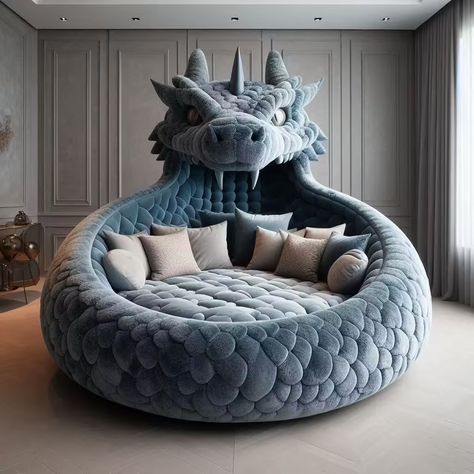 Giant Dragon, Wooden Garden Bed, Luxurious Living Rooms, Furniture Side Tables, Wooden Garden, Unique Features, Hotel Lobby, A Train, Home Furniture