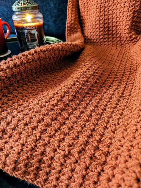 Pumpkin Spice Crochet Blanket Pattern - Beautiful Dawn Designs Couture, Fall Crochet Blanket, Even Moss Stitch, Easy Crochet Blanket Pattern, Chunky Crochet Blanket Pattern, Beautiful Dawn, Crochet Throw Pattern, Throw Blanket Pattern, Fall Blanket