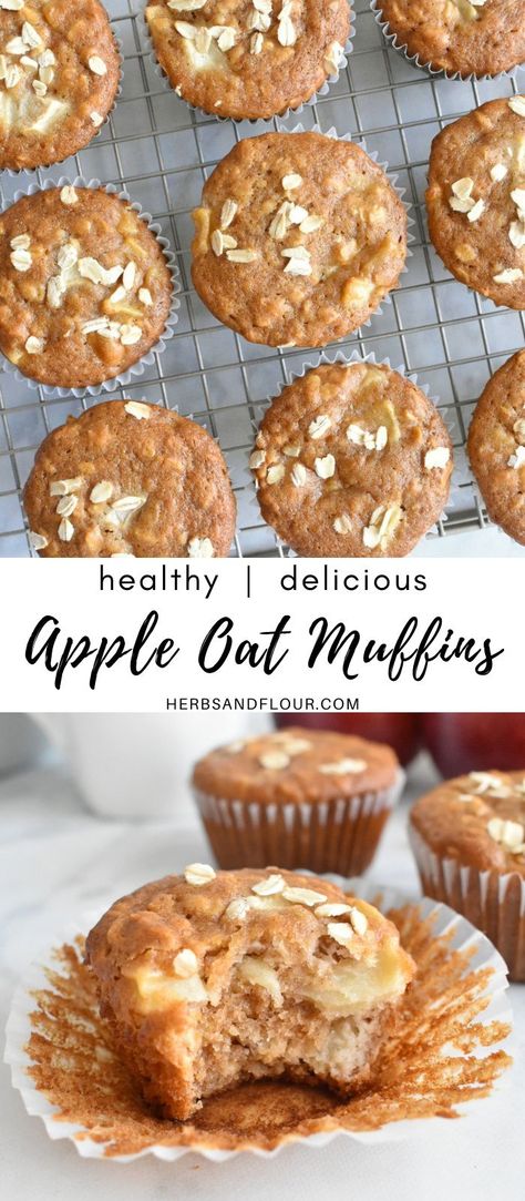 Apple Muffins Oat Flour, Easy Healthy Baking Recipes Desserts, Apple And Oats Muffins, Healthy Apple Pie Muffins, Healthy Oats Muffin Recipes, Healthy Breakfast Oat Muffins, 3 Ingredient Apple Muffins, Apple Oat Flour Muffins, Apples Healthy Recipes