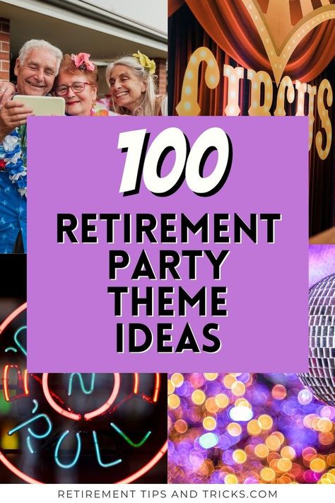 This article is filled with 100 amazing retirement party theme ideas, including great tips for retirement party decorations, activities, cakes, centerpieces, props, and costumes. #retirementparty #retirementpartyideas #retirementpartythemeideas #retirementpartythemes #partythemeideas #partythemes #retirementpartydecorations #retirementpartyprops #retirementpartycake #retirementpartycostumes #retirementpartytips #retirmentpartycakeideas #retirementparty #funretirementpartyideas Party Retirement Ideas, Centerpiece Ideas For Retirement Party, Cute Retirement Party Ideas, Birthday And Retirement Party Ideas, Planning Retirement Party, Retirement Party Ideas Decorations Diy, Centerpiece For Retirement Party, Retirement Parties Ideas, Funny Retirement Party Themes