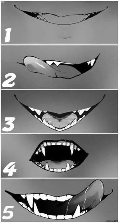 Anime Mouth Drawing, Anime Mouths, Smile Drawing, Drawing Face Expressions, Mouth Drawing, Vampire Fangs, Pencil Drawings Easy, Lips Drawing, Drawing Expressions