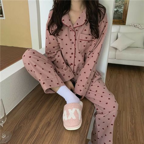 Spring Sleepwear, Korean Pajamas, Pajama Fashion, Cute Pajama Sets, Cute Sleepwear, Pakaian Feminin, Cotton Pajama Sets, Cute Pajamas, Print Pajamas