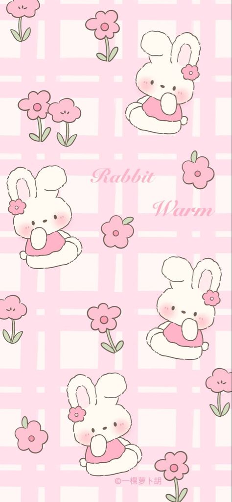 Pink Rabbit Wallpaper, Rabbit Wallpaper, Cute Home Screen Wallpaper, Pretty Wallpapers Tumblr, Cute Blue Wallpaper, Bunny Wallpaper, Cute Tumblr Wallpaper, Cute Animal Drawings Kawaii, Flower Background Wallpaper