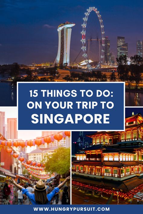 Are you planning a trip to Singapore or wondering if Singapore is for you!? Singapore is one of the best travel destinations in Asia. In the 15 Things To Do in Singapore Travel Guide, you will find many travel tips to plan your itinerary right.  Find all the best attractions and sights to add to the Singapore vacation itinerary. Singapore has everything from water sports, and beaches, to top hotels and restaurants. Put Singapore on your summer bucket list; singapore vacation. Singapore Bucket List Travel Guide, Singapore 3 Day Itinerary, Things To Do In Singapore Bucket Lists, Singapore Travel Guide, What To Do In Singapore, Singapore Bucket List, Asia Travel Destinations, Singapore Sights, Singapore Things To Do