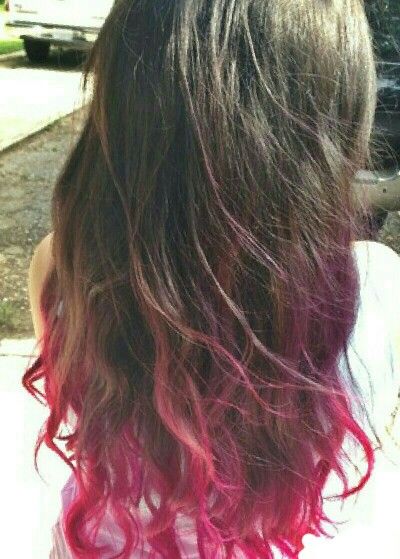 Pink,and brown hair Tumblr, Black And Red Ombre Hair, Black And Red Ombre, Black To Red Ombre, Hair Tumblr, Pink Ombre Hair, Red Ombre Hair, Pink Dye, Long To Short Hair