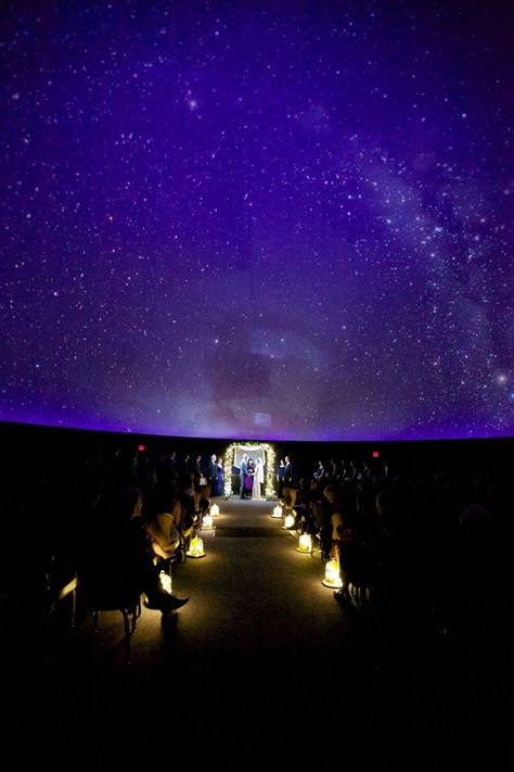 Planetarium Wedding, Night Sky Wedding, Starry Wedding, Large Wedding Venues, Science Wedding, Franklin Institute, Galaxy Wedding, Starry Night Wedding, Martin Thornburg